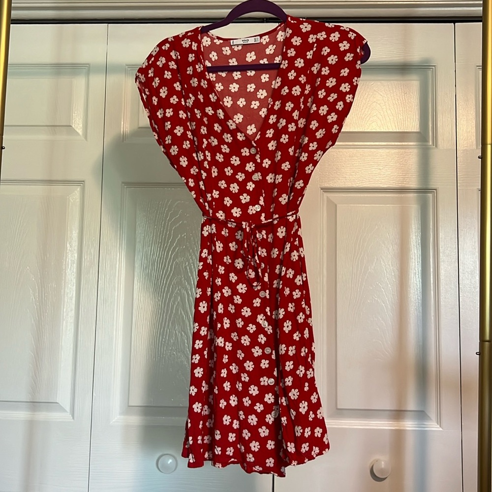 Red and White Floral Mango Dress